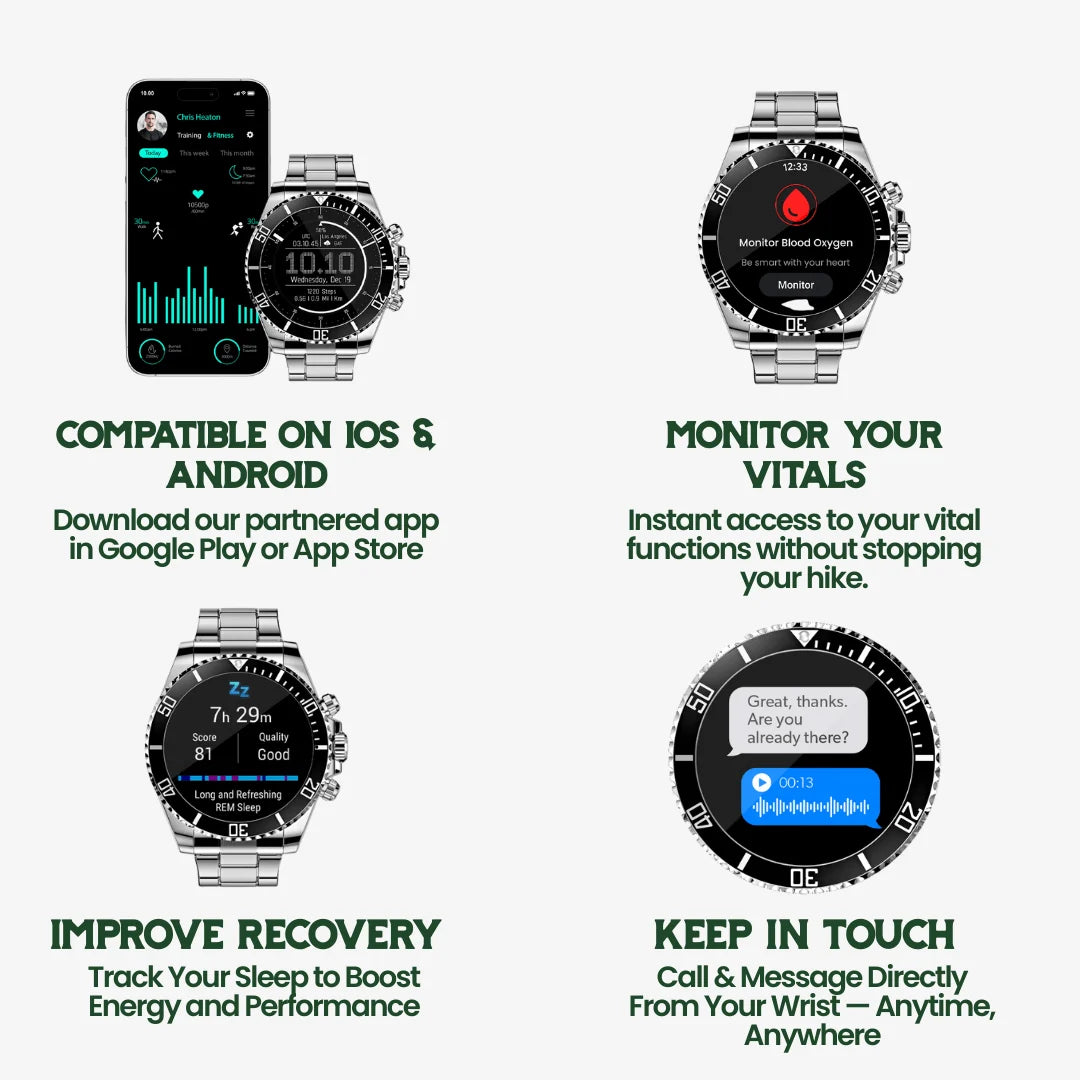 Smartwatch Titanium GPS Health Tracking 328-Foot Water-Resistant