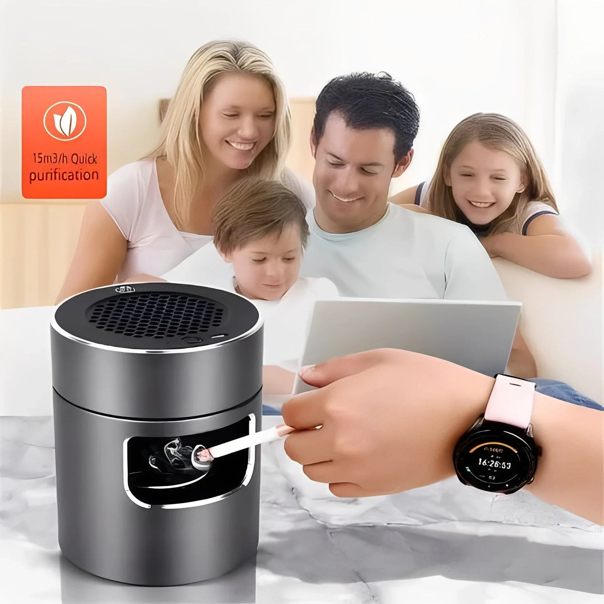 Smokeless Ashtray Four-Layer Magnetic Filter Adjustable Fan