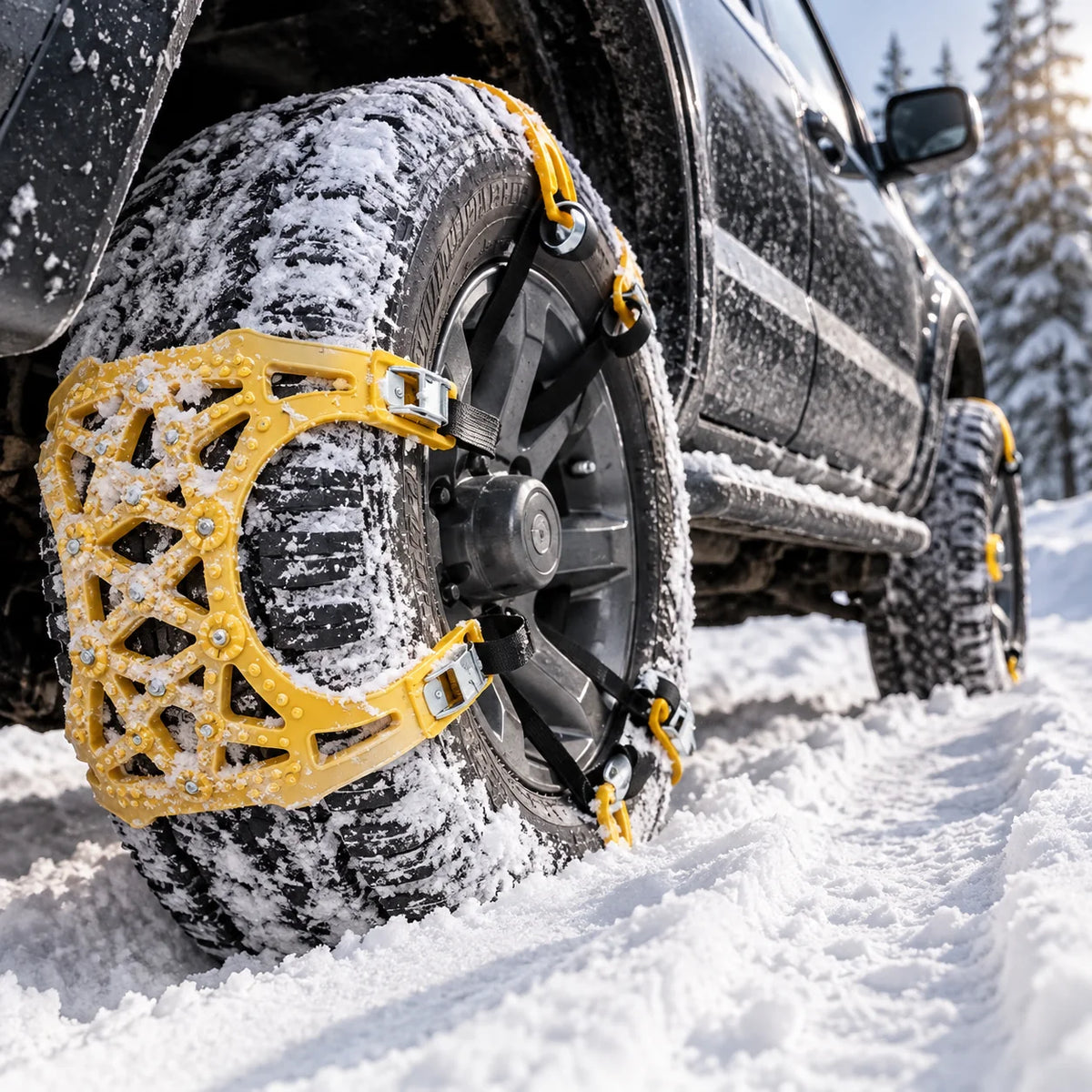 Snow Tire Chains Universal X-Stud Traction Quick Install