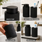 Soap Dispenser & Tumbler Set Ribbed Matte BPA-Free