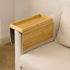 Sofa Armrest Tray Bamboo Flexible Fit Raised Edge Storage