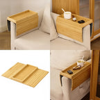 Sofa Armrest Tray Bamboo Flexible Fit Raised Edge Storage