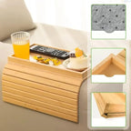 Sofa Armrest Tray Bamboo Flexible Fit Raised Edge Storage