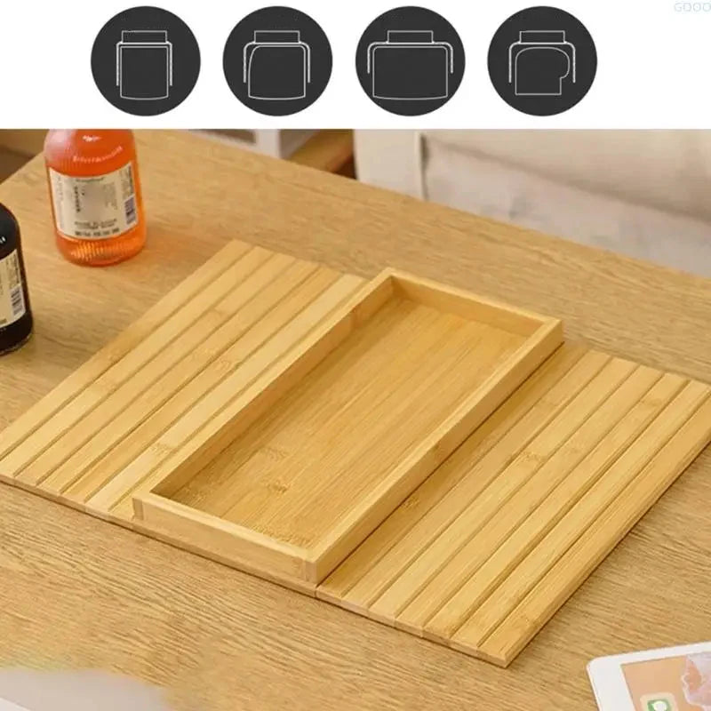 Sofa Armrest Tray Bamboo Flexible Fit Raised Edge Storage