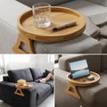 Sofa Armrest Tray Foldable Solid Wood & Non-Slip