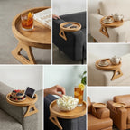 Sofa Armrest Tray Foldable Solid Wood & Non-Slip