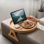 Sofa Armrest Tray Foldable Solid Wood & Non-Slip