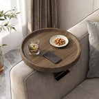 Sofa Armrest Tray Wood Top Metal Clamp Raised Edge