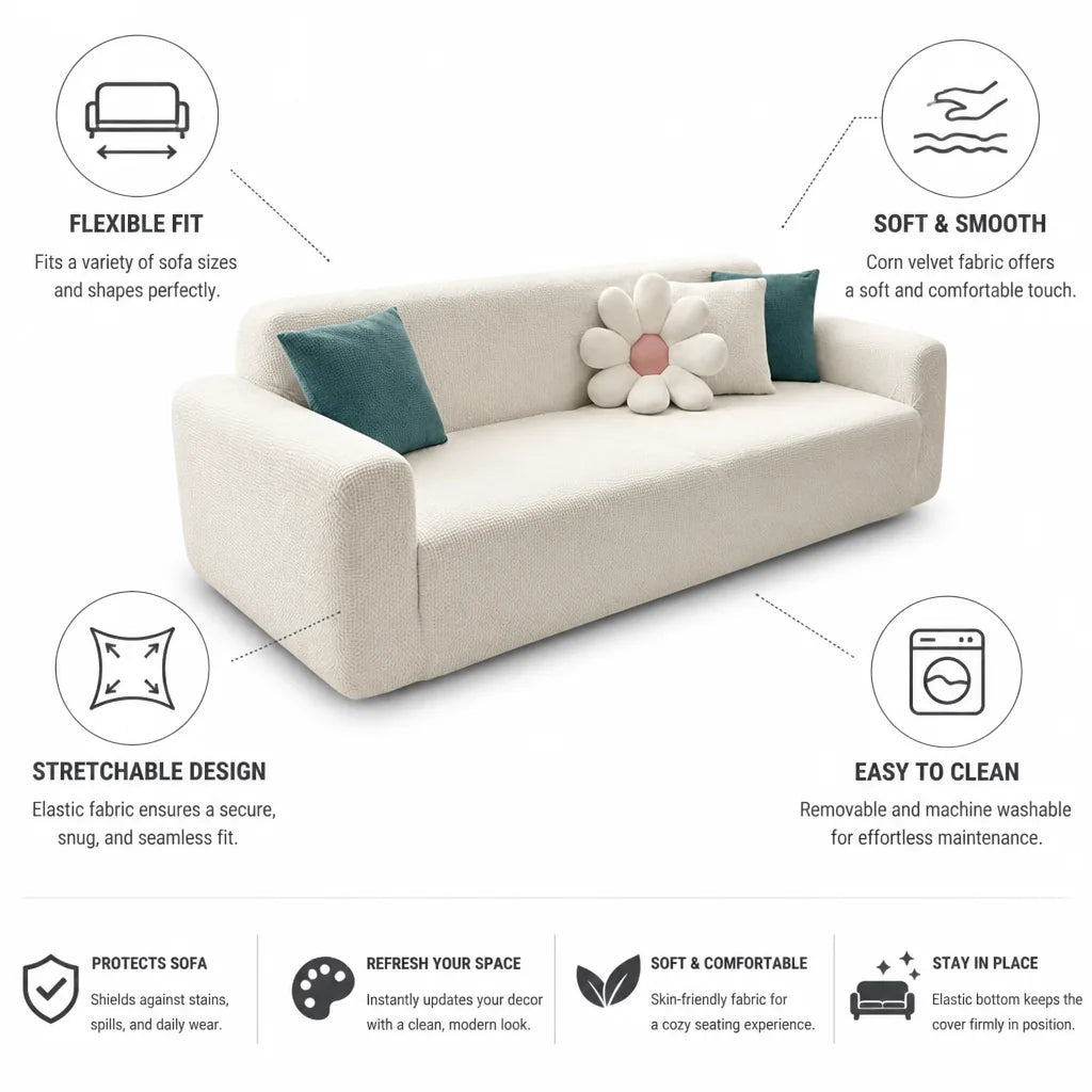 Sofa & Couch Cover Stretch Corn Velvet