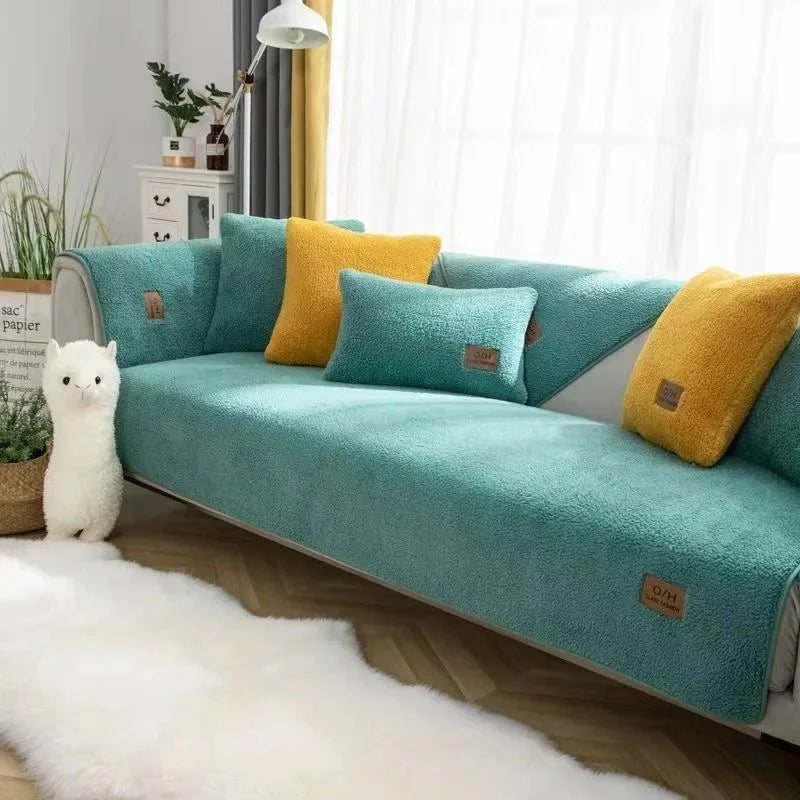 Sofa Cover Plush Padded Non-Slip Machine-Washable
