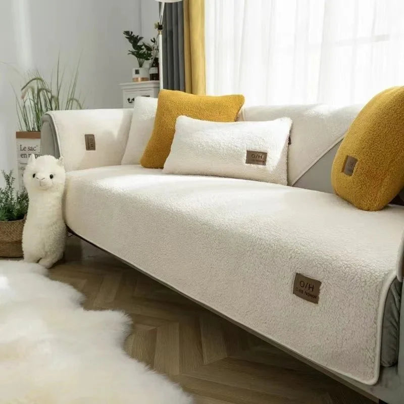 Sofa Cover Plush Padded Non-Slip Machine-Washable