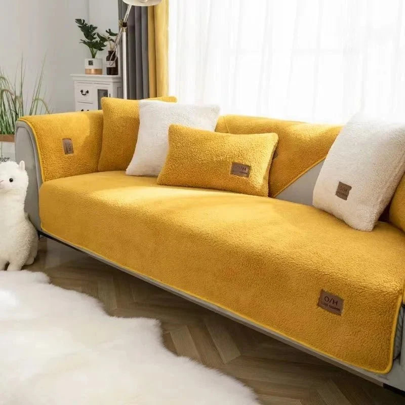 Sofa Cover Plush Padded Non-Slip Machine-Washable