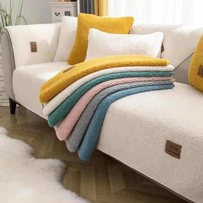 Sofa Cover Plush Padded Non-Slip Machine-Washable