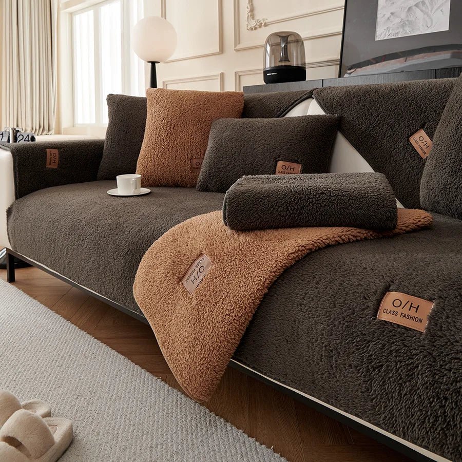 Sofa Cover Plush Padded Non-Slip Machine-Washable