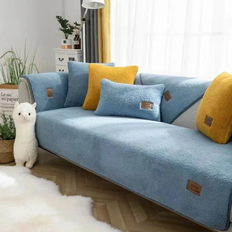 Sofa Cover Plush Padded Non-Slip Machine-Washable