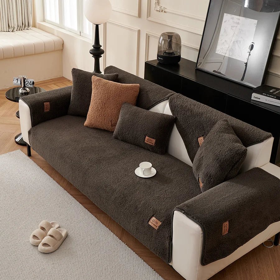 Sofa Cover Plush Padded Non-Slip Machine-Washable
