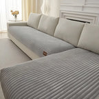 Sofa Cover Ribbed Plush Non-Slip Seat & Backrest Set