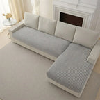Sofa Cover Ribbed Plush Non-Slip Seat & Backrest Set