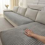 Sofa Cover Ribbed Plush Non-Slip Seat & Backrest Set