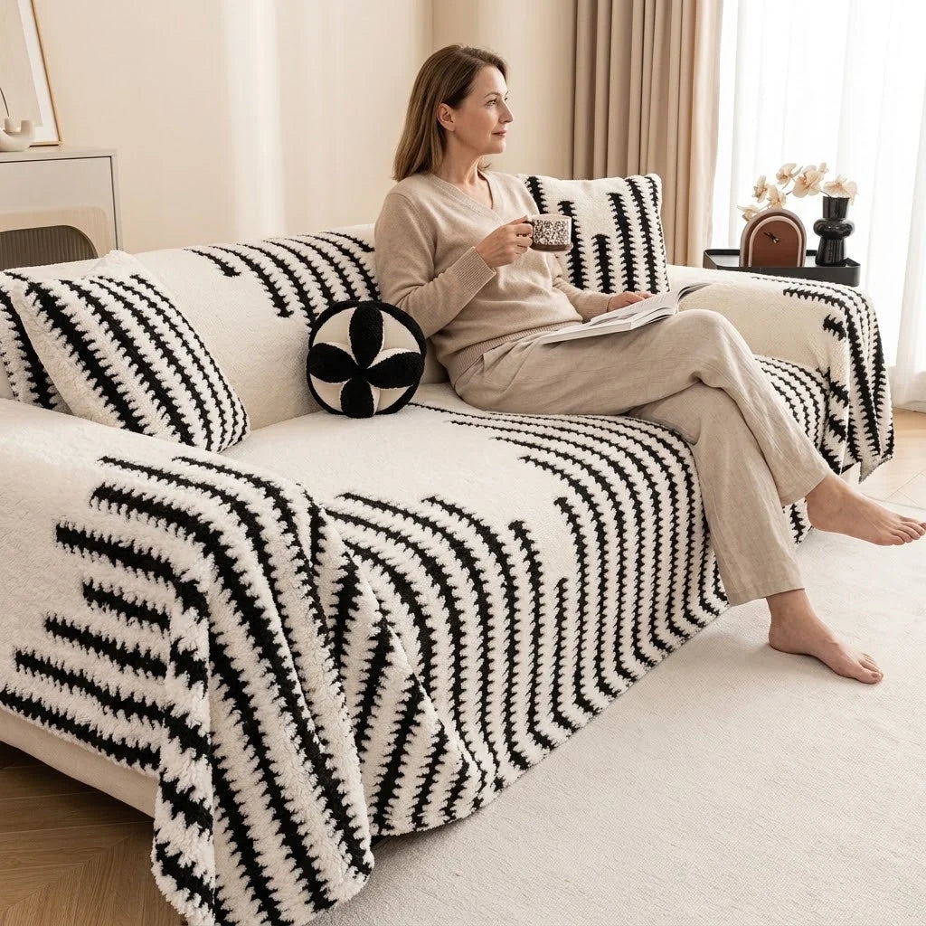 Sofa Cover Sherpa Fleece 180 cm Wide Machine Washable