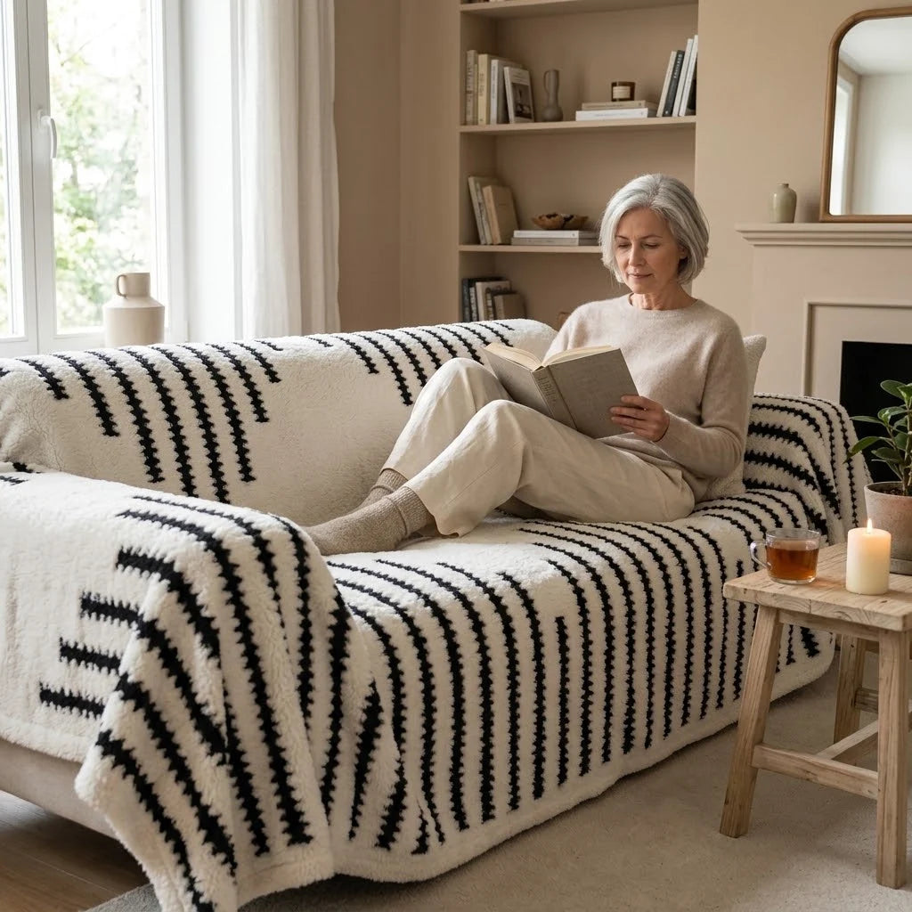 Sofa Cover Sherpa Fleece 180 cm Wide Machine Washable