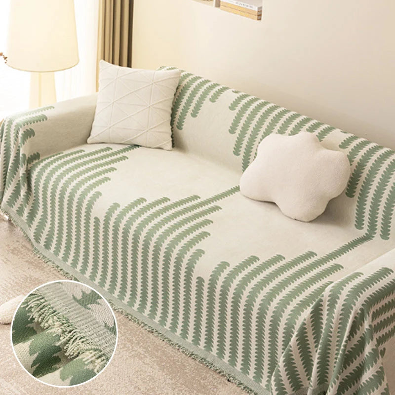Sofa Cover Striped Cotton Blend Non-Slip