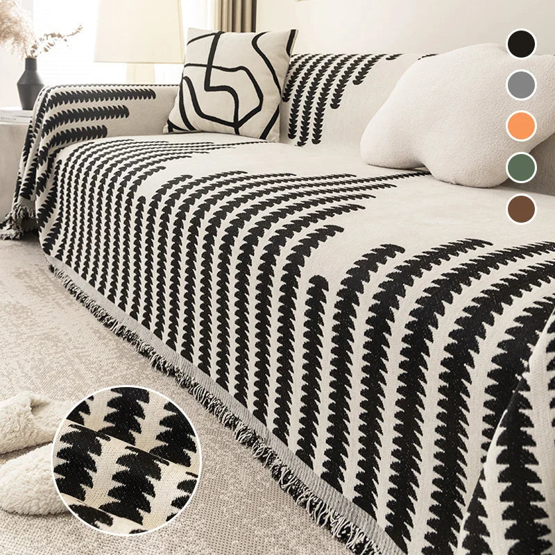 Sofa Cover Striped Cotton Blend Non-Slip