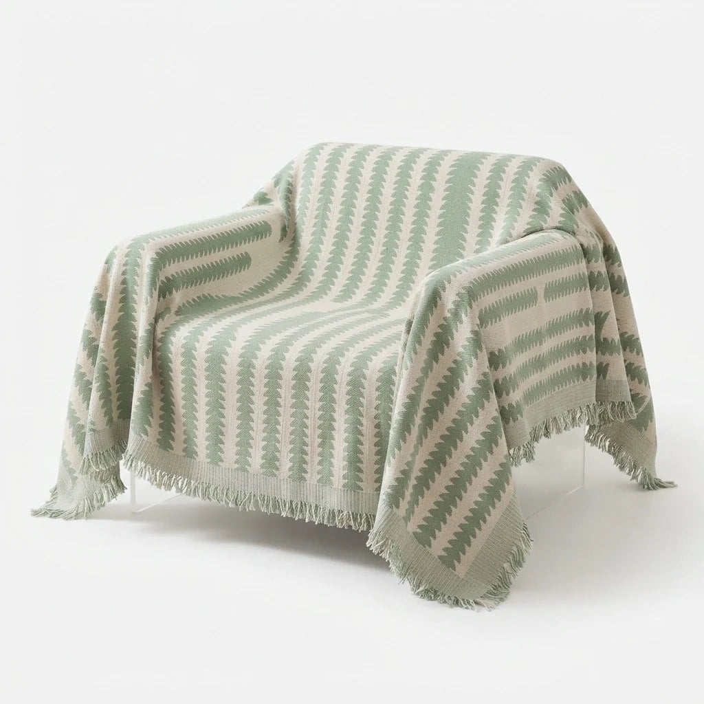 Sofa Cover Striped Cotton Blend Non-Slip