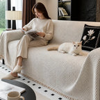 Sofa Slipcover Herringbone Microfiber Blend & Anti-Slip