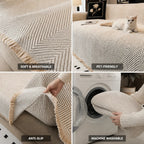 Sofa Slipcover Herringbone Microfiber Blend & Anti-Slip