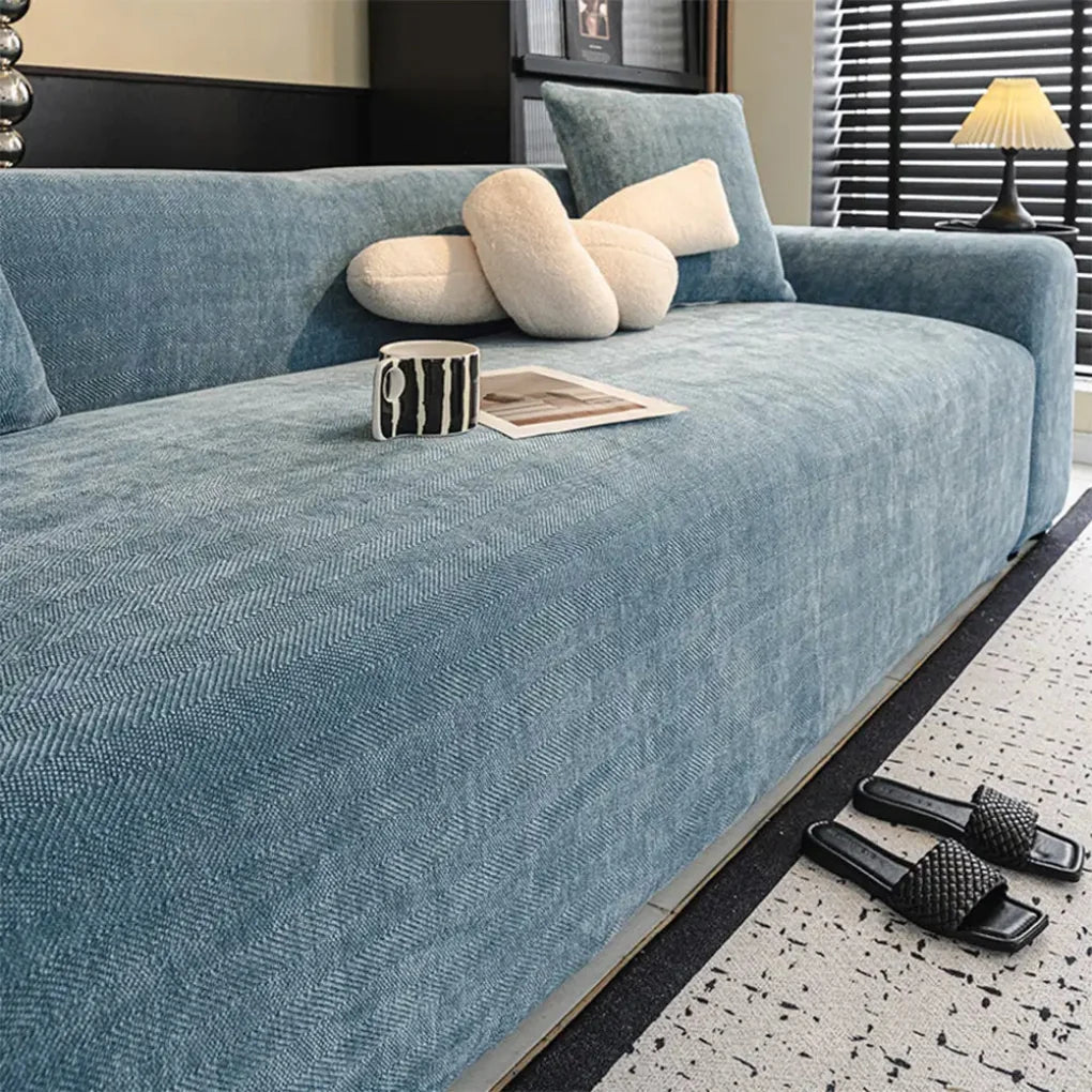 Sofa Slipcover Stretch-Fit Herringbone Machine-Washable