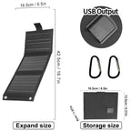 Solar Charger Foldable Ultralight USB Ports & Carabiner Mount