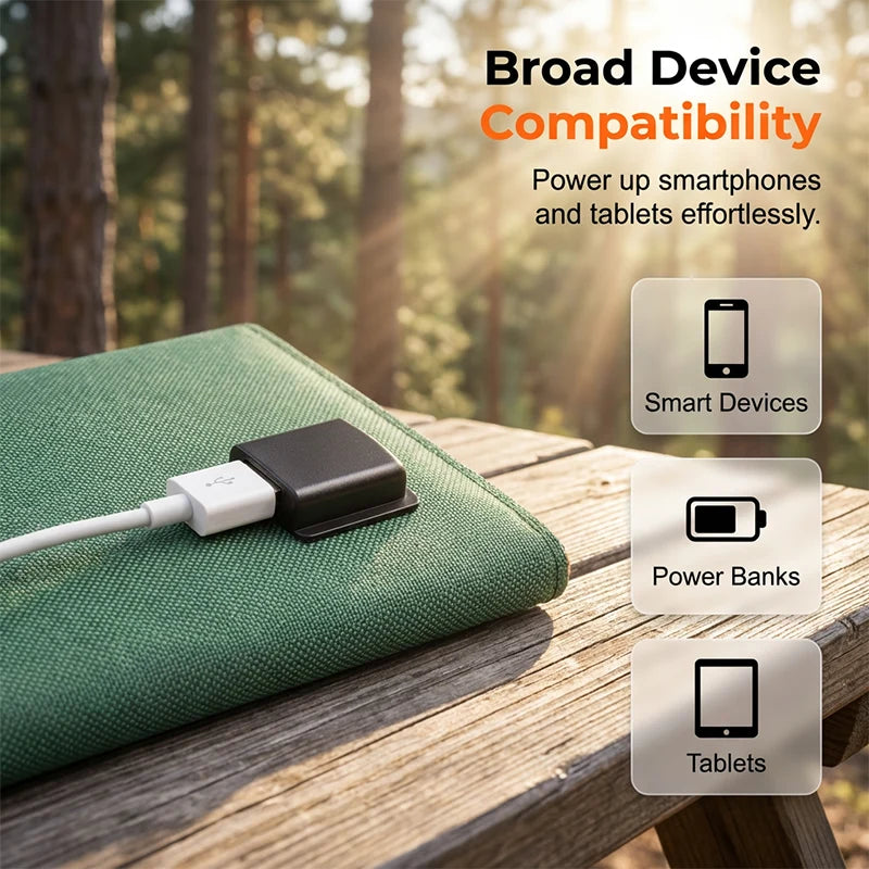 Solar Charger Foldable Ultralight USB Ports & Carabiner Mount