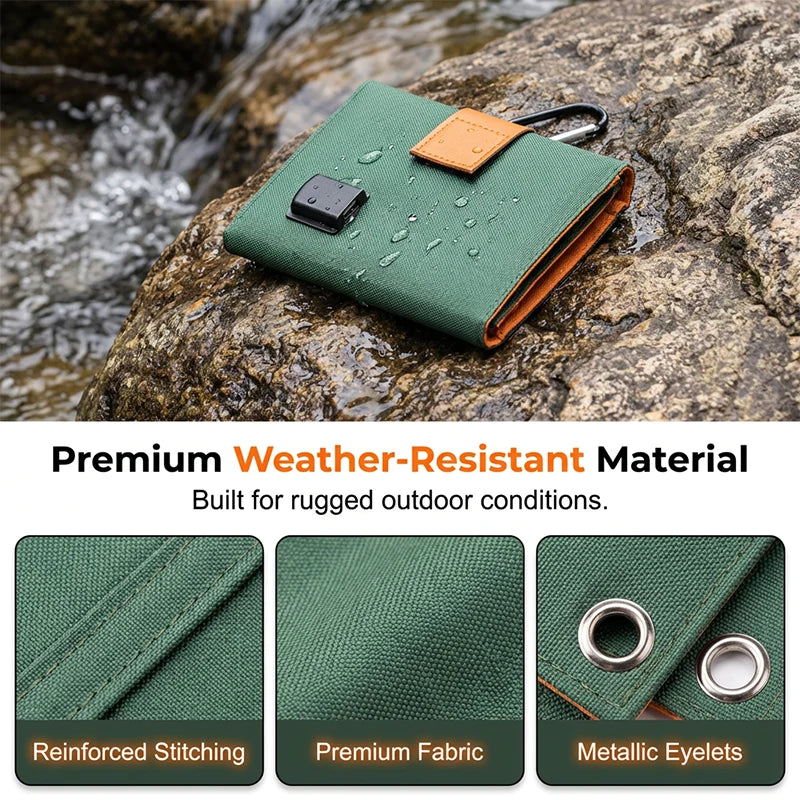 Solar Charger Foldable Ultralight USB Ports & Carabiner Mount