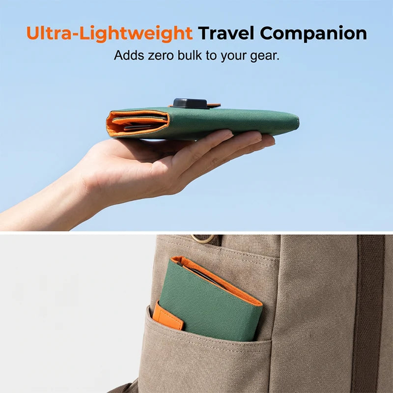 Solar Charger Foldable Ultralight USB Ports & Carabiner Mount