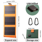 Solar Charger Foldable Ultralight USB Ports & Carabiner Mount