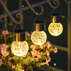 Solar Garden Lantern Crackle Glass Twilight Sensor