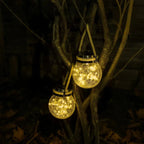 Solar Garden Lantern Crackle Glass Twilight Sensor