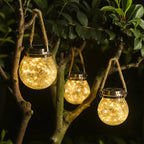 Solar Garden Lantern Crackle Glass Twilight Sensor
