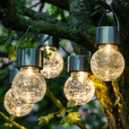 Solar Garden Lantern Crackle Glass Twilight Sensor