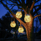 Solar Garden Lantern Crackle Glass Twilight Sensor