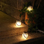 Solar Garden Lantern Crackle Glass Twilight Sensor