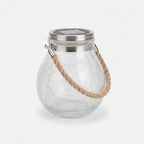 Solar Garden Lantern Crackle Glass Twilight Sensor