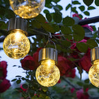 Solar Garden Lantern Crackle Glass Twilight Sensor