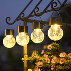 Solar Garden Lantern Crackle Glass Twilight Sensor