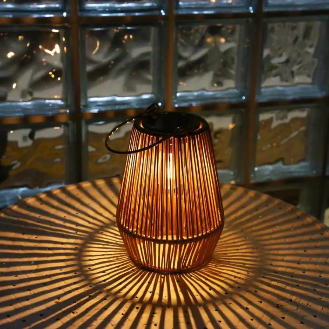 Solar Garden Lantern Handwoven Rattan Waterproof
