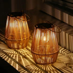 Solar Garden Lantern Handwoven Rattan Waterproof