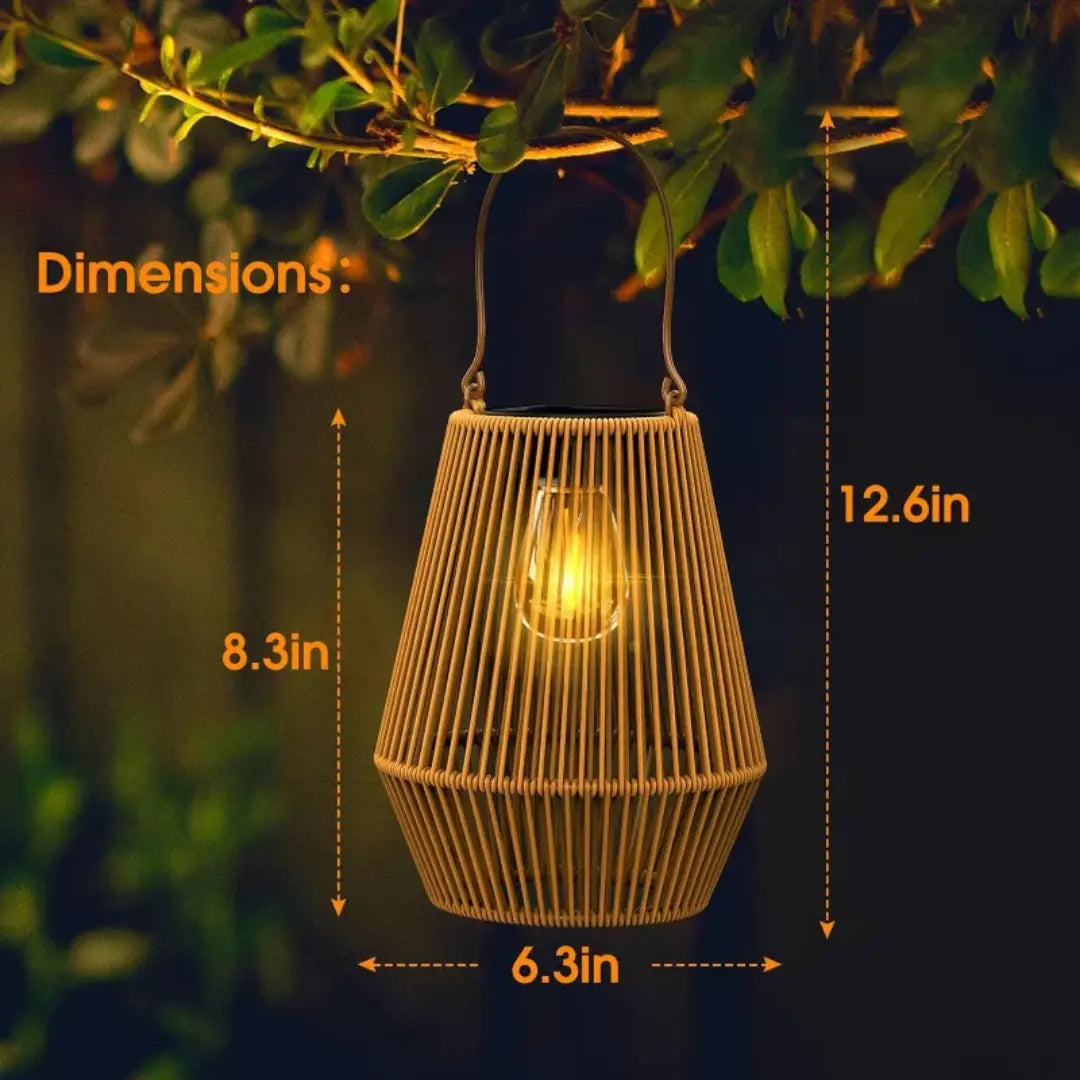 Solar Garden Lantern Handwoven Rattan Waterproof