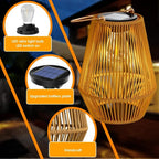 Solar Garden Lantern Handwoven Rattan Waterproof