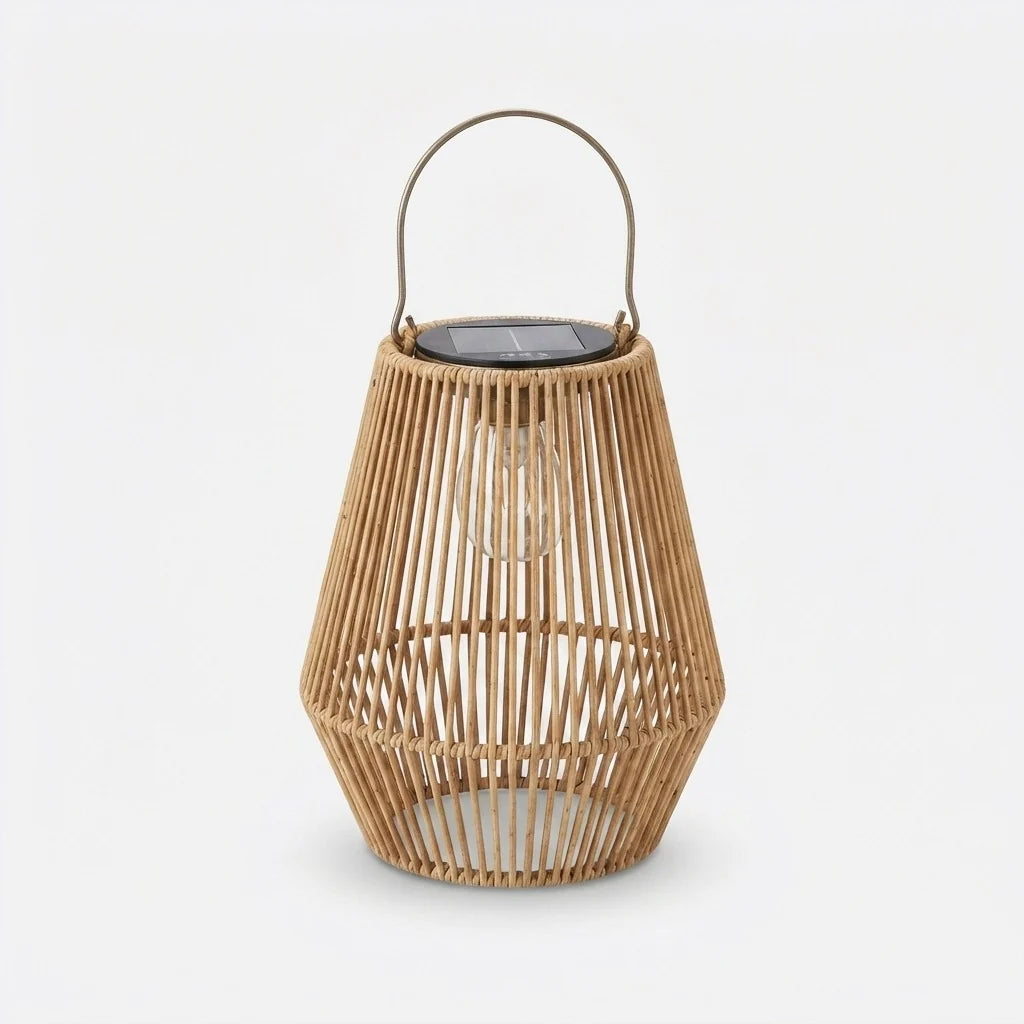 Solar Garden Lantern Handwoven Rattan Waterproof